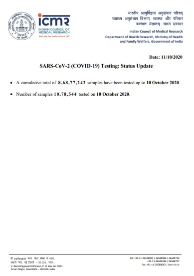 india coronavirus samples tested icmr details